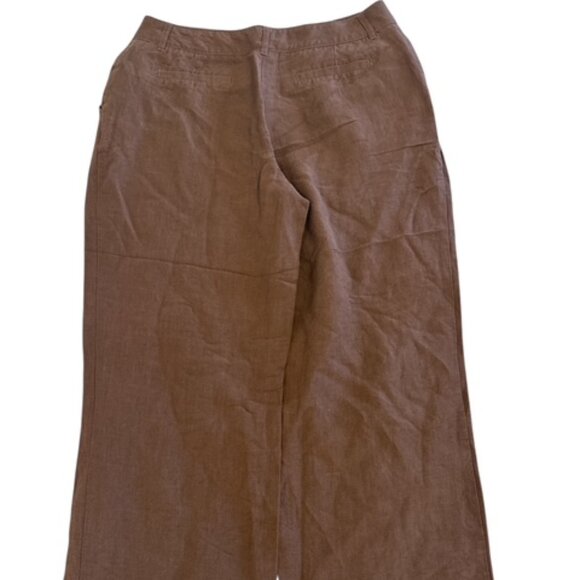 East 5th Brown Pants Women's Size 8 Wide Leg High Rise Linen Blend Lightweight - Picture 3 of 10